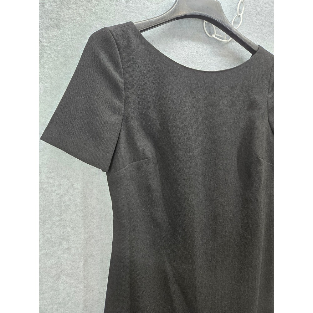 Trina Turk Black Metallic Floral Ruffle Hem Cocktail Dress Short Sleeve 2 LBD - Picture 2 of 10